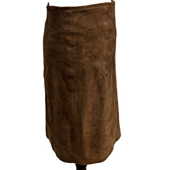 John Michael Vintage Suede Leather Pencil Skirt High-Waisted Fall Boho Bottom - Picture 6 of 9